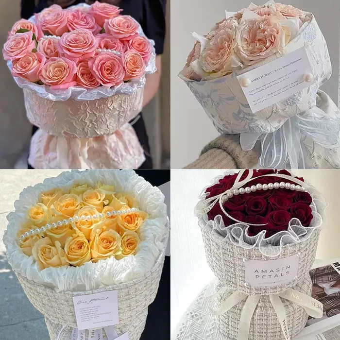 Base de doublure en plastique pour emballage de bouquet de fleurs fraîches