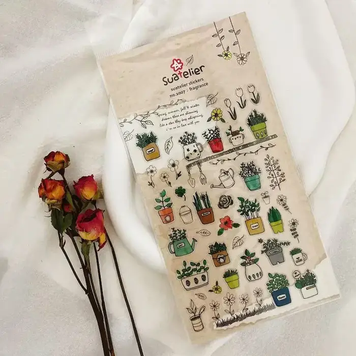 Suatelier – autocollants de plantes esthétiques, fournitures de Scrapbooking coréennes, autocollant 