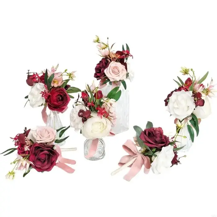 Bouquets fleurs artificielles 6 pièces, pour mariée demoiselles d'honneur, décoration mariage 55KF