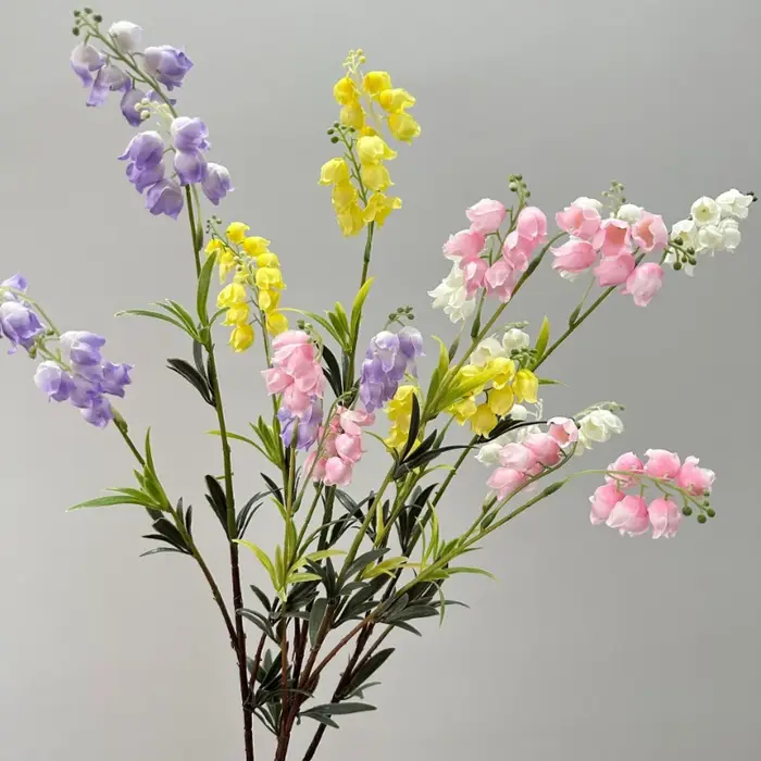 10 pièces de fleurs artificielles en plastique en forme de cloches de Canterbury pour la décoration de café et d'hôtel, fleurs artificielles de simulation