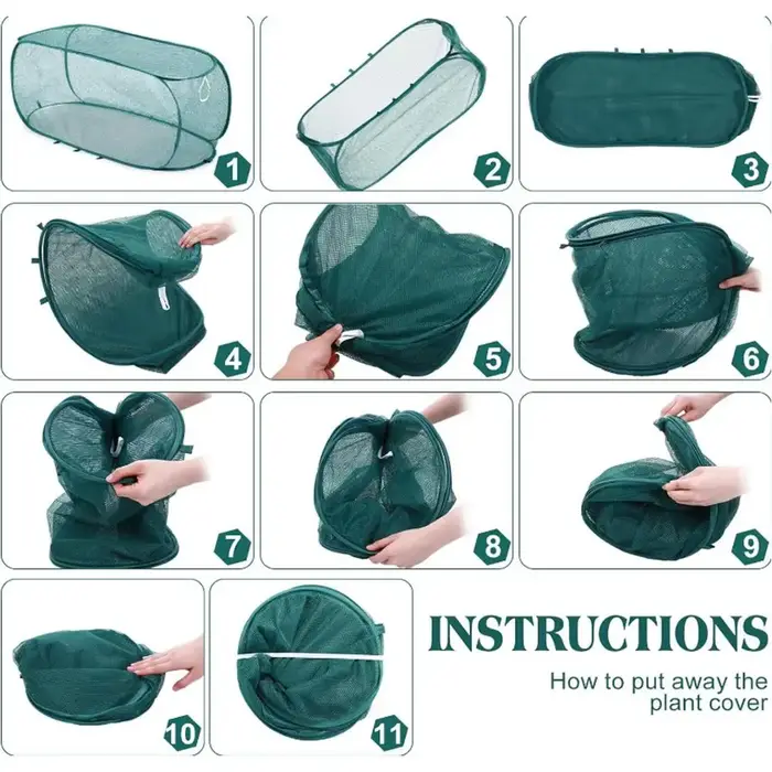 Filet de protection pliable pour plantes avec piquets de fixation au sol
