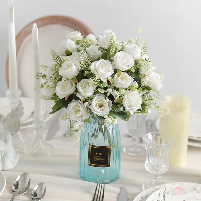 Bouquet de pivoines artificielles en soie blanche