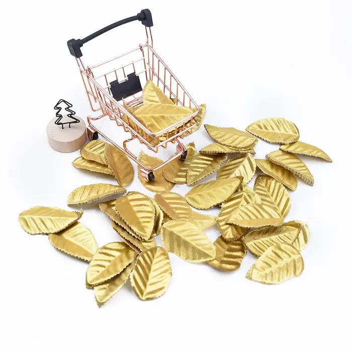 200 pièces feuilles dorées feuille de noël Roses décoratives fleurs plantes artificielles bricolage boîte à cadeaux Scrapbook broche de mariage décoration de la maison