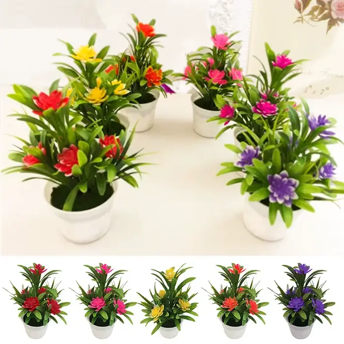 Pot de plantes à fleurs artificielles