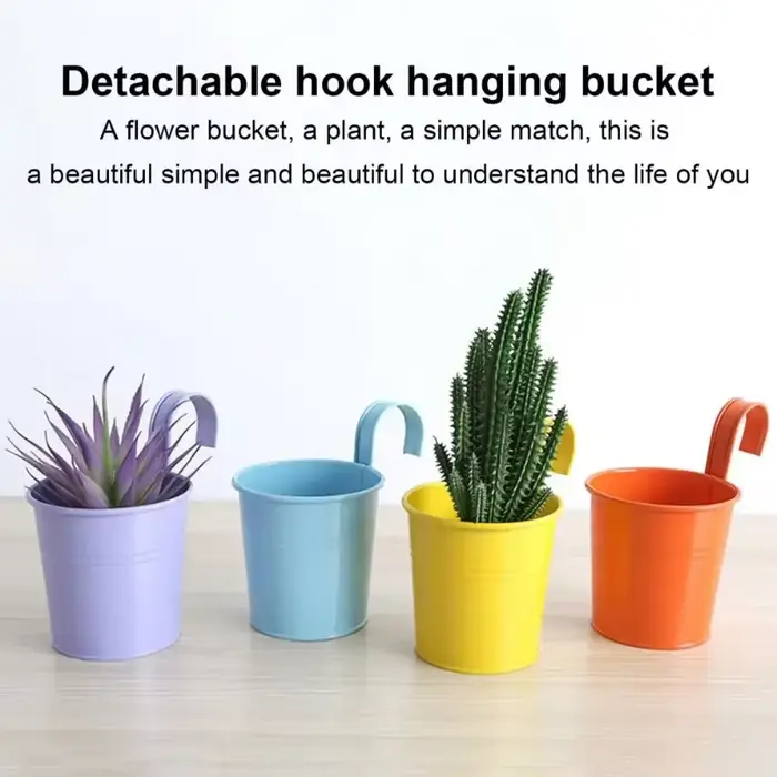 Pot de fleurs suspendu en fer pour balcon avec crochet amovible