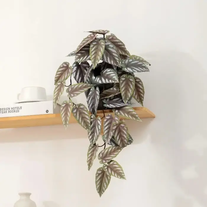 3 pièces de plantes vertes artificielles de type feuille de perilla
