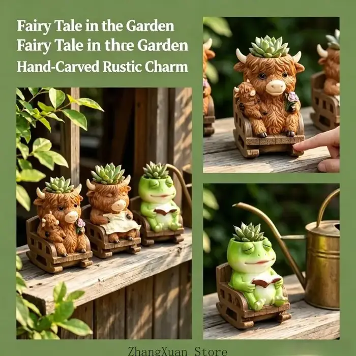 Pot jardinière en forme d'animaux, chaise à bascule, Pots plantes uniques pour l'extérieur l'intérieur, 3XUF