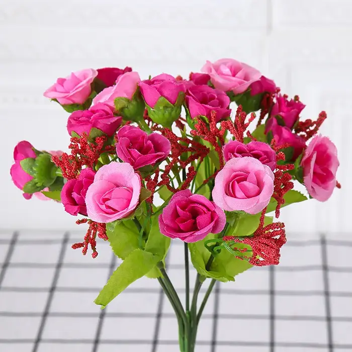 Bouquet de roses simulées, décoration de maison, petite Rose camélia, décoration de mariage, fleurs 