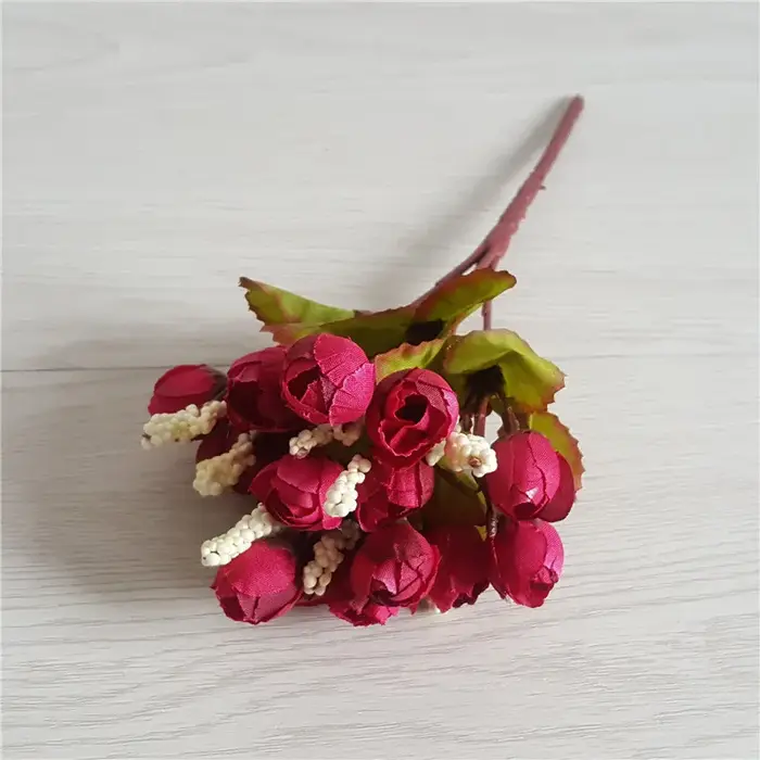 15 têtes/Bouquet petits bourgeons Roses Bract Simulation fleurs soie Rose fleurs décoratives décorat