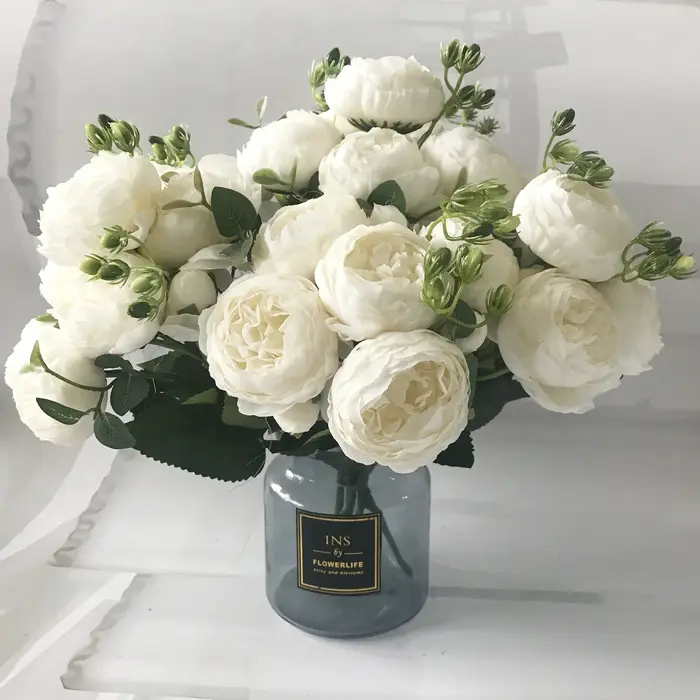 Bouquet de fleurs artificielles pivoine en soie Rose 30cm