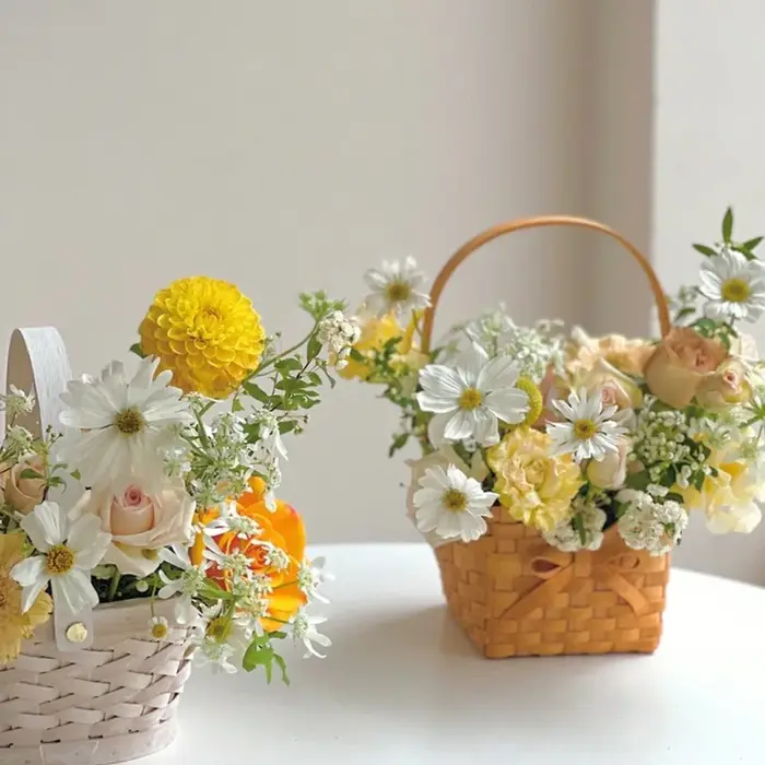 Panier de fleurs de mariée en rotin de saule