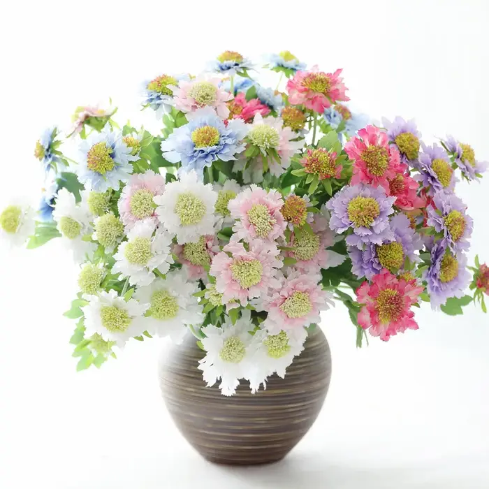 1 pièces fleurs artificielles Scabiosa Pincushion fleur branche décor à la maison décoration de jardin F1408