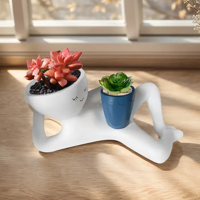 Pot de fleurs en résine Lazy Guy Planter