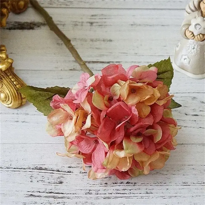 Vase de fleurs artificielles d'hortensia en soie, accessoires de décoration pour la maison, fausses 