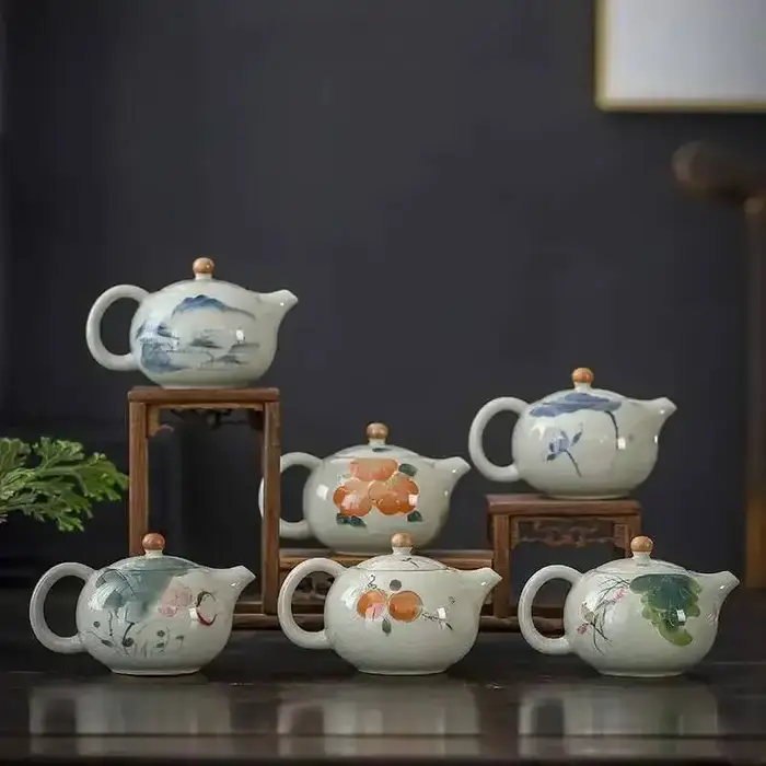 Pots à thé au four Ge peints à la main