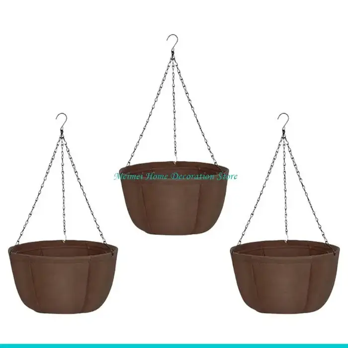 H7BF – lot 3 supports plantes suspendus d'extérieur, panier jardinière avec tissu non tissé résistan