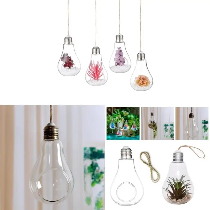 Jardinières suspendues en verre en forme d'ampoule, Pots plantes pour succulentes Tillandsia, bougeo