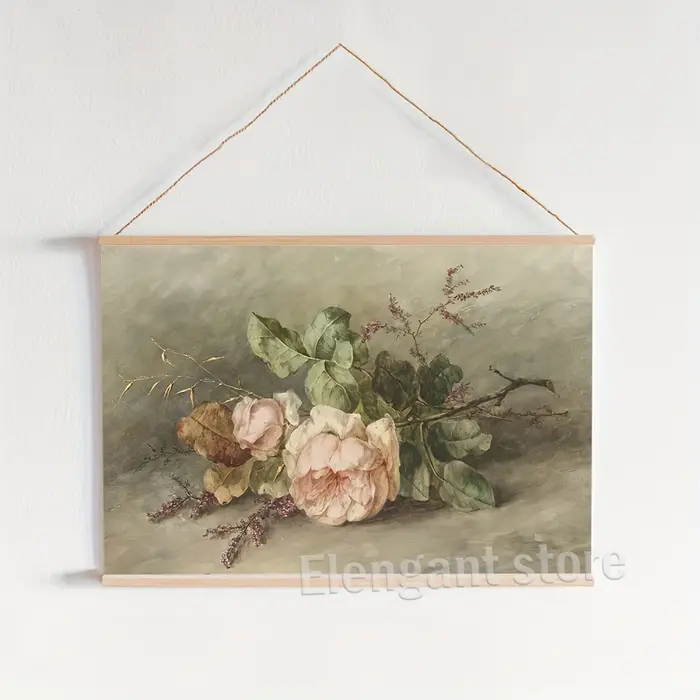 Peinture sur toile à l'huile de pivoines de fleurs vintage