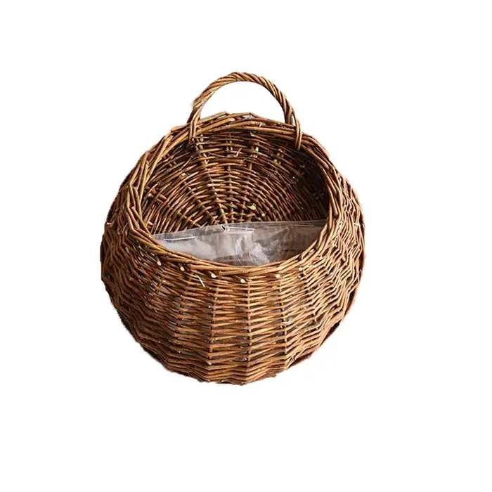 Jardinière murale en rotin tressé faite à la main, panier en osier pour plantes, support mural pour