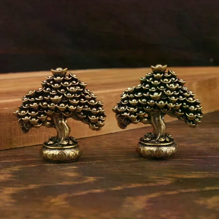Figurines Feng Shui d'arbre de richesse chinoise en laiton