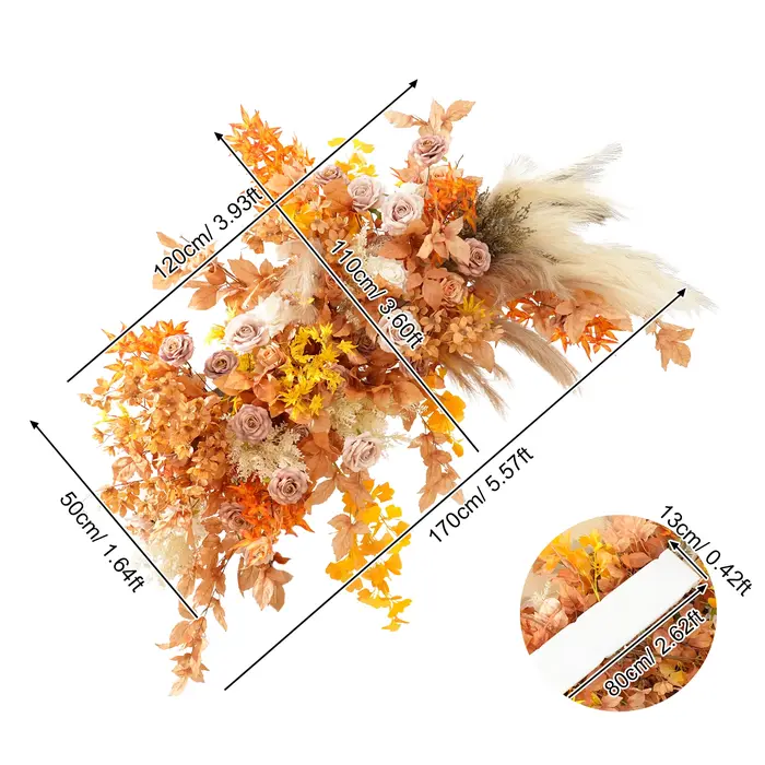 C8985 automne café Rose Pampas herbe feuilles accrocher Arrangement Floral mariage toile de fond décor allée fleur florale Photo fournitures