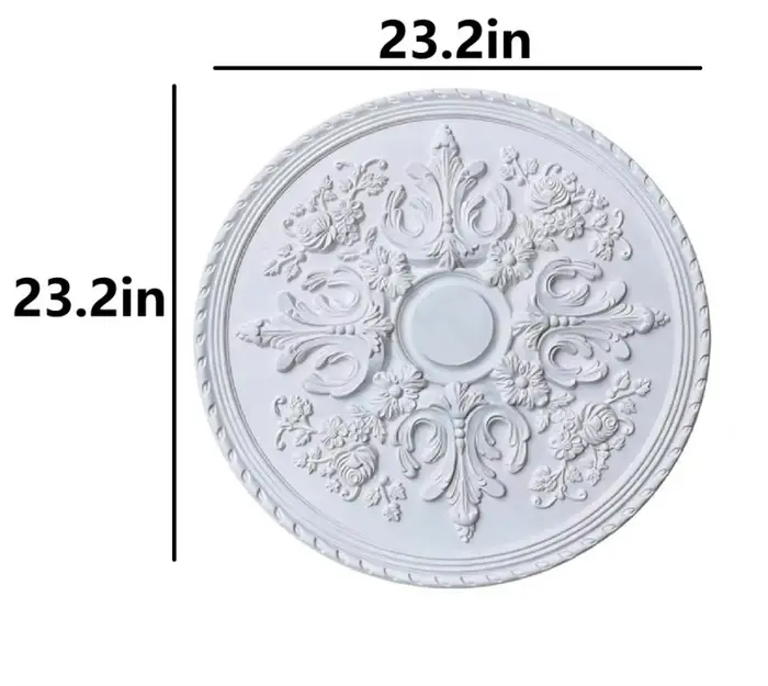 Médaillon de plafond sculpté floral de 60 cm