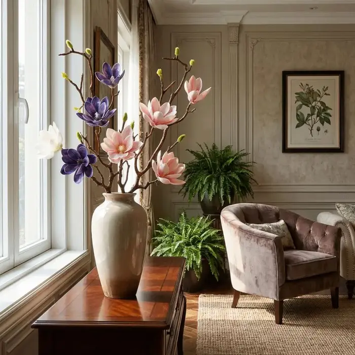 Grande fleur de magnolia artificielle faite à la main