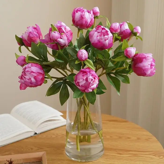 Style européen 2 têtes simulé pivoine mariage maison décoration douce Arrangement floral