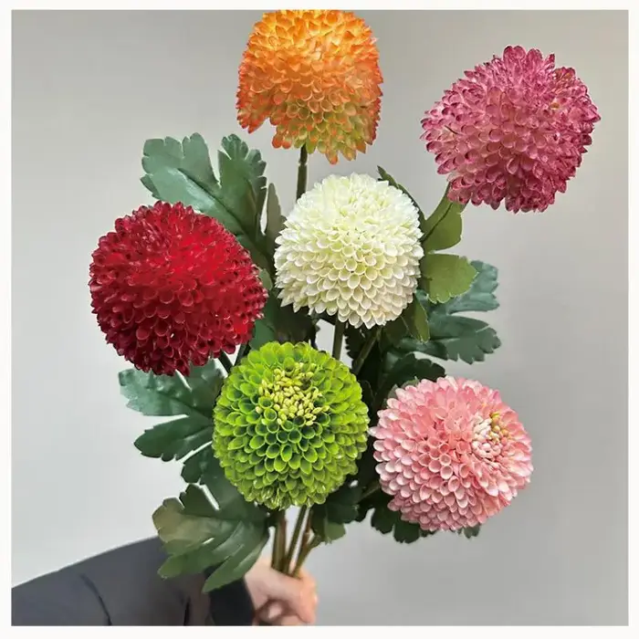 Fleur artificielle réaliste en forme de boule d'allium à tige unique