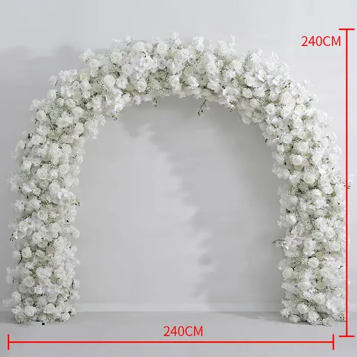 Arc de Rose Fenella blanc surdimensionné de 240CM, décor Floral d'hortensia monochromatique pour cér