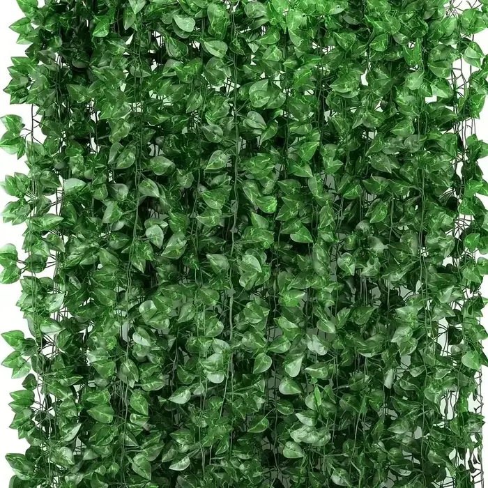 Feuilles de lierre vertes artificielles en rotin