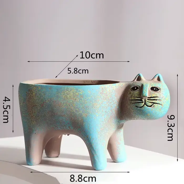 Pot de fleur en céramique de chat mignon, pots de plantes succulentes, vase, pots de dessin animé an