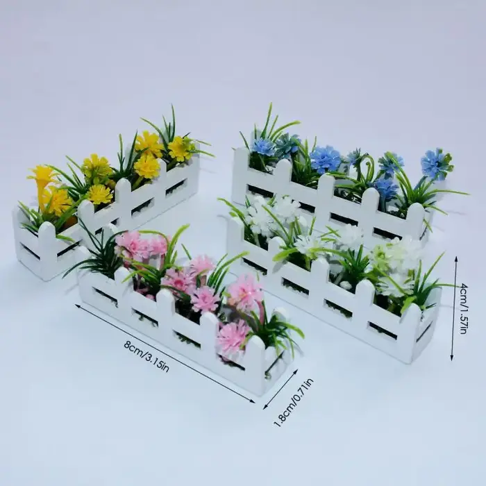 Mini modèle de fleur en pot pour maison de poupée