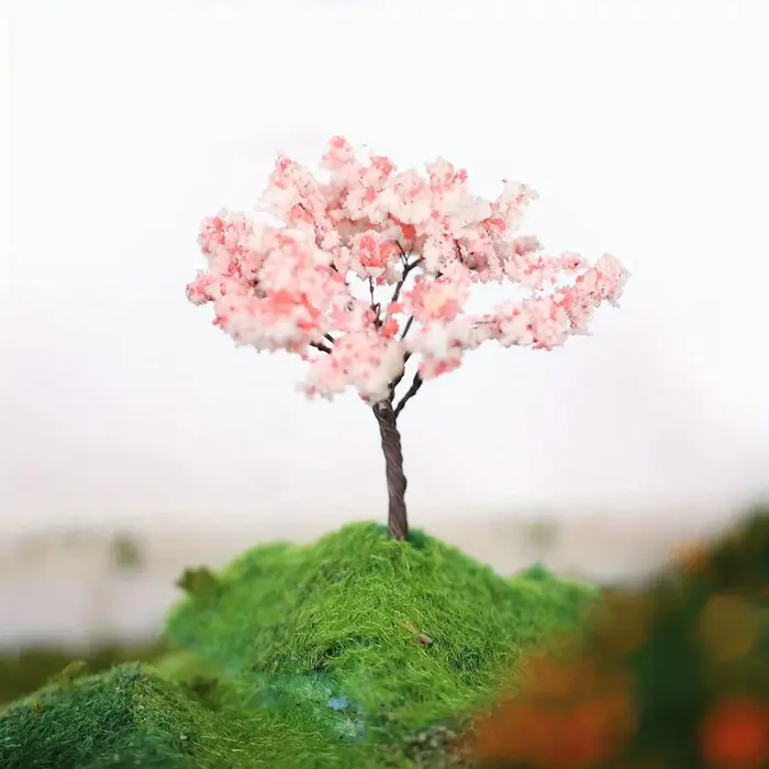 10 pièces 6.5cm Miniature cerisier fleur arbre modèle hauteur 65mm plante Diorama Kits bricolage Table de sable HO chemin de fer scène aménagement accessoires