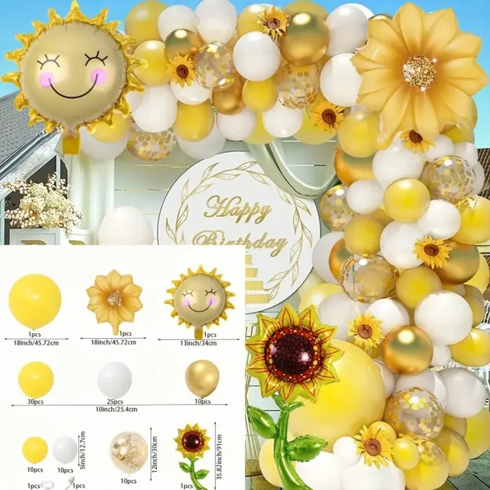 Ensemble de guirlandes de ballons jaune tournesol