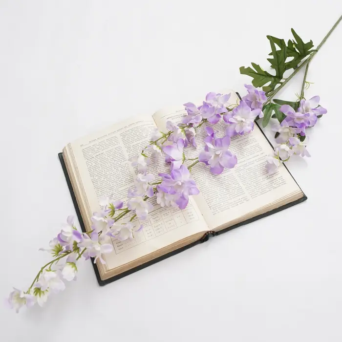 HMEOT H8413 3 Têtes de fleurs artificielles colorées Delphinium pour arrangements floraux de mariage