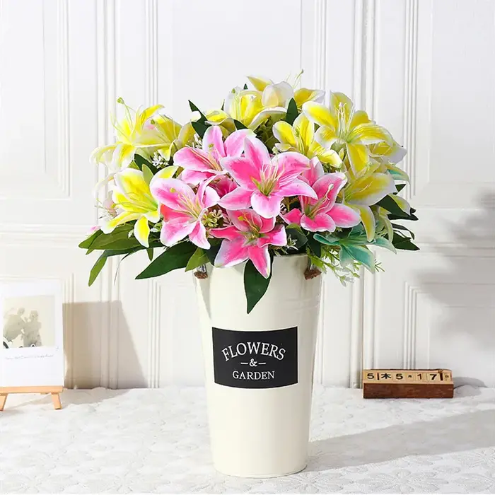 35 cm arc-en-ciel rayonne grand bouquet de lys