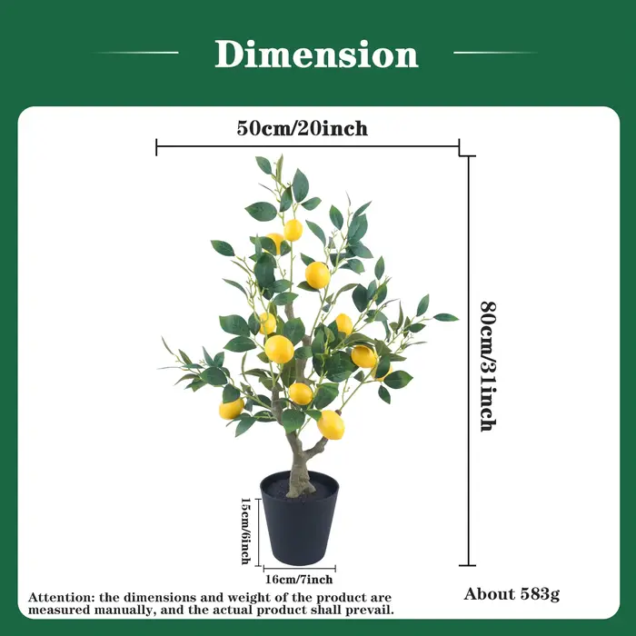 Uflower Arbre artificiel citronnier avec pot