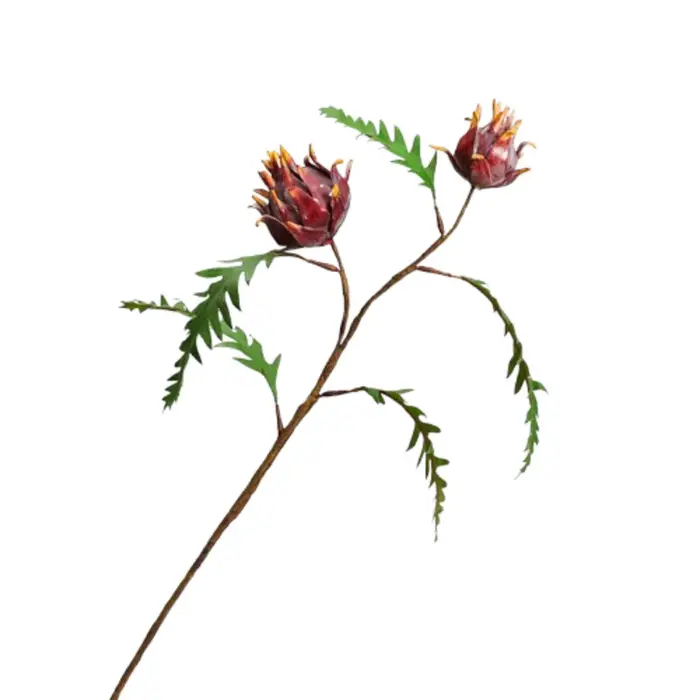 Fleur artificielle à 2 têtes, 59 cm, branche de Protea Cynaroides de luxe, fleurs artificielles réal