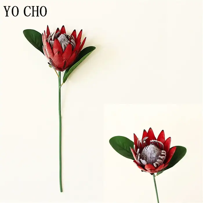 YO CHO fleur artificielle soie roi Protea bricolage Arrangement floral faux fleurs empereur blanc ma