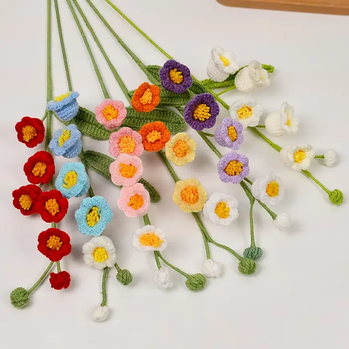 Bouquet de fleurs en tissu au Crochet fait à la main