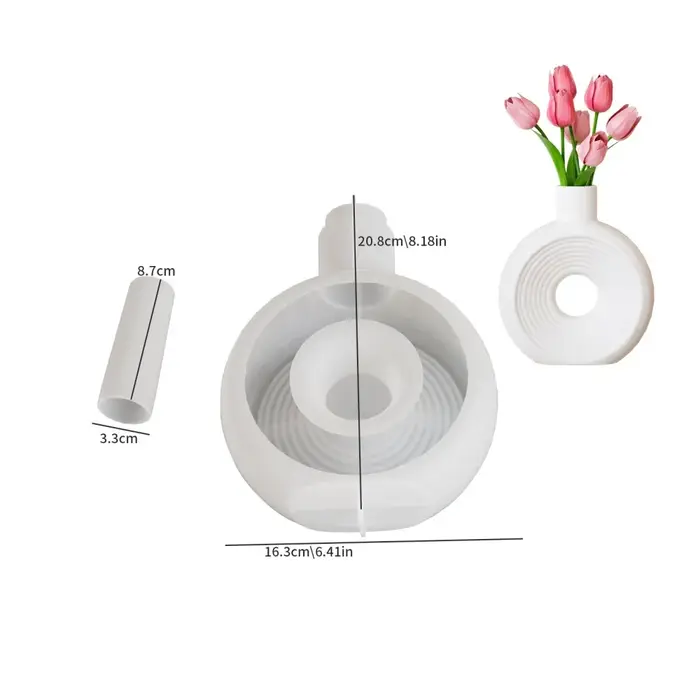 Moule en silicone pour vase en forme de donut nordique, pot à fleurs, mini vase pour arrangement floral, moule en plâtre et résine, décoration d'intérieur