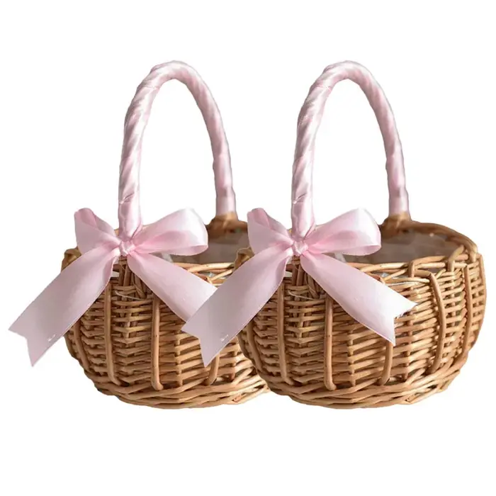 Mir de Rangement de Fleurs de Mariage Tissé à la Main avec Poignée
