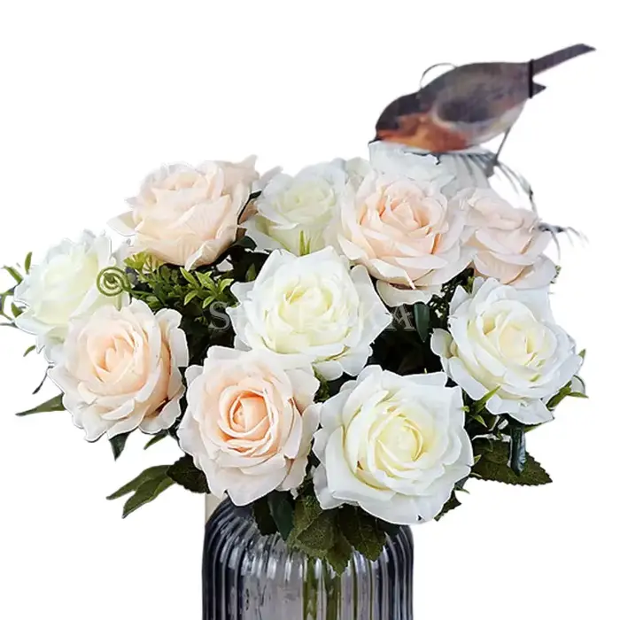 Fleurs artificielles de roses orange en soie de haute qualité pour la décoration de mariage