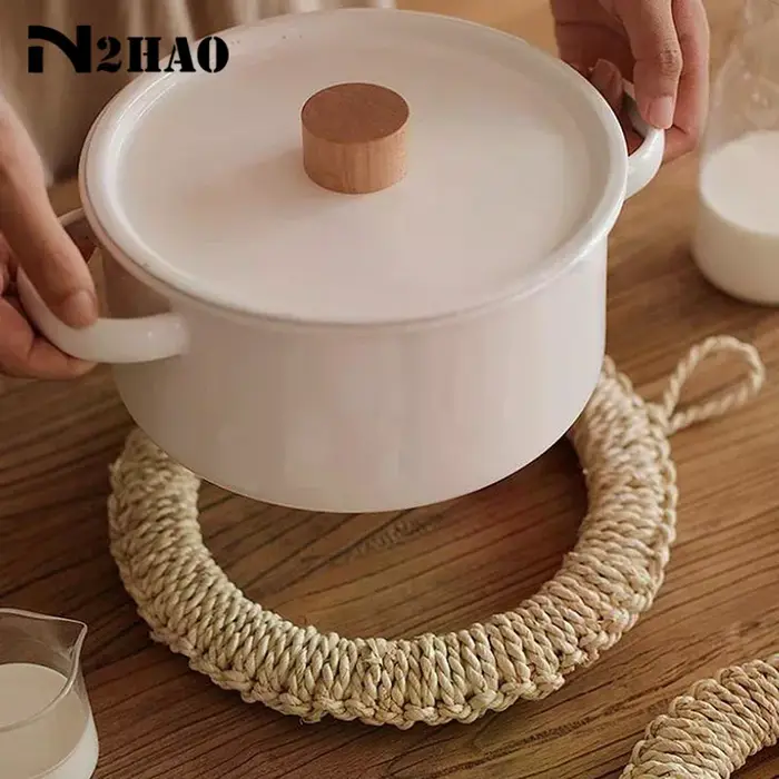 Anneau porte-Pot corde de chanvre tressé Pad Pot