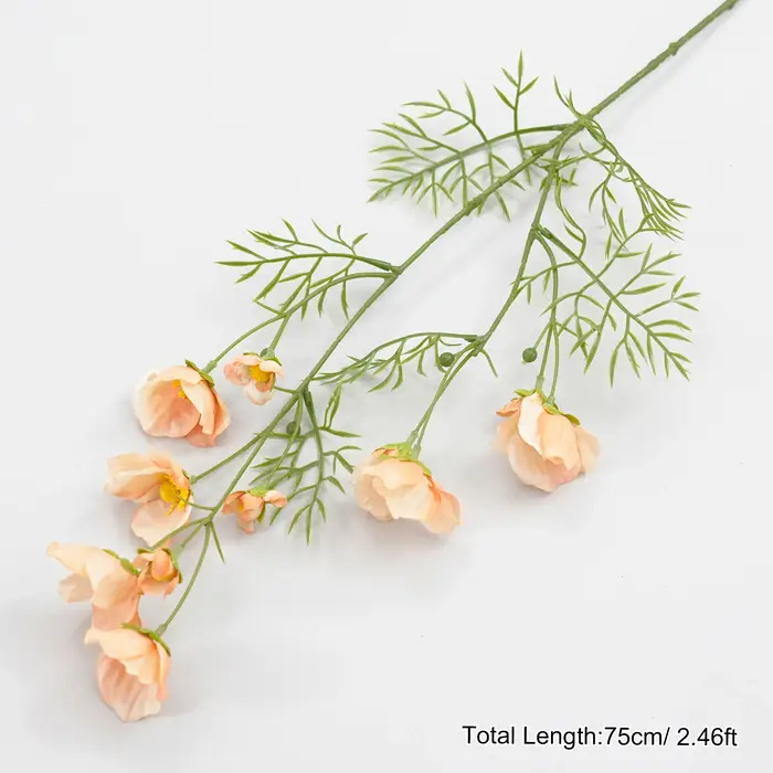 Branche de fleur artificielle de pavot Orange C2024