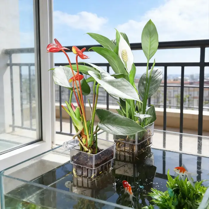 Pot de culture suspendu transparent pour plantes d'aquarium