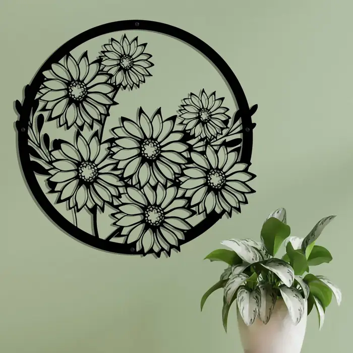 Panneaux de fleurs en métal noir