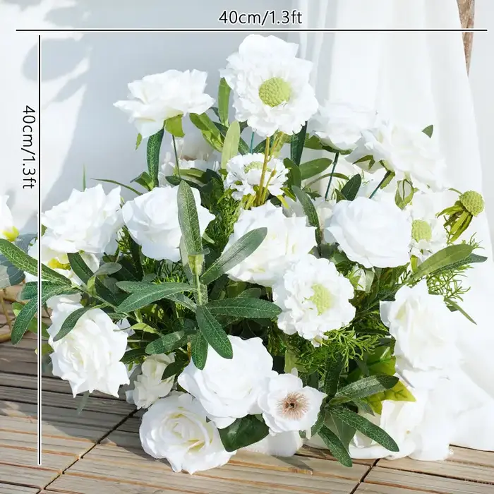 Arrangement floral suspendu Angela Flower A7668, rose blanche, feuilles d'eucalyptus, décoration, to