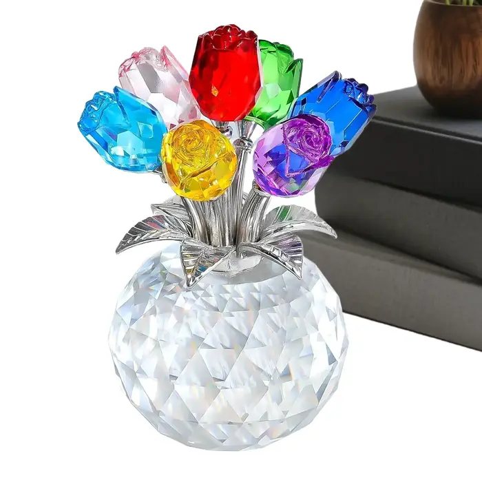 Rose en cristal avec vase
